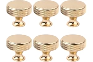 CYILIUEN 6 Pcs Aluminum Alloy Cabinet Knobs Round Drawer Knob with Screws Gasket and Screwdriver for Wardrobes, Kitchen, Furniture, Gold