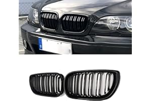 YIUBCZOQI E46 Rejillas de riñón Delantero para BMW serie 3 E46 Riñones 2002 2003 2004 2005 LCI Facelift E46 Parrillas Negro Brillante Doble Grlle