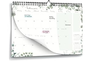 ‎PAPERLIONS Wall Calendar 2026, Monthly Calendar with Boxes as A4 Landscape Calendar, Eucalyptus, Flowers, Perfect for Couples, Singles or Families, Monthly Planner for Home or Office