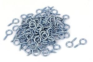 UXCELL sourcing map 0.09" x 0.87" Tornillo Ojal Ganchos Autorroscantes Tornillos Atornillado Colgador Ojo Forma Anillo Ganchos Plateado 100 Piezas