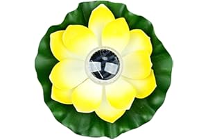Lychee Lanterne Solaire Lotus pour Extérieur,Lumières de Piscine Flottantes Lumières Solaires LED RGB Fleur de Lotus Lampe Flottante étanche pour Bassin/Jardin/Piscine/Fontaine/Aquarium (Jaune)