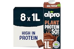 Alpro Chocolate Soya Drink - High Protein - Plant-Based Long Life Dairy Free & Lactose Free Milk Alternative - 1L (Pack of 8)
