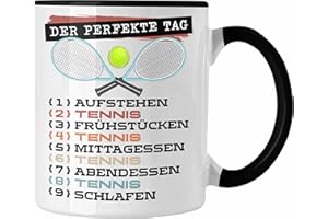 Trendation - Tennis Tasse Geschenk Becher Der Perfekte Tag Tennis-Spieler Geschenkidee Spruch (Schwarz)