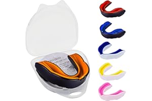 TRYSALAR Mouth Guard Gum Shield – Professional Mouth Guard for Contact Sports, Rugby, Martial Arts, Karate, Rugby, MMA, Boxing, Hockey, Football Flexible for Youth & Adult (Black/Orange)