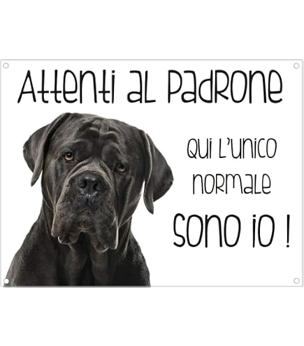 Cartello ATTENTI AL CANE Cane Corso – Pannello Forex 5mm 20x31 Cm, Adesivo In Vinile