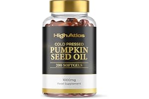 Pumpkin Seed Oil Soft Capsules - 200 Count (3000mg Per Serving) High Potency, Cold Pressed Extra Virgin Pumpkin Seed Oil (Non-GMO) by HighAtlas