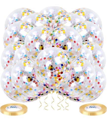 10er Pack 12 Zoll Latex Konfetti Ballons – Für Helium, Geburtstag, Hochzeit & Party