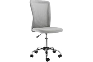Vinsetto Office Chair, Armless Desk Chair, Adjustable Computer Swivel Chair with Rolling Wheels and Mesh Back for Home Work Study, Grey