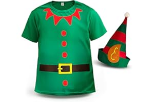 BLUE PLANET FANCY DRESS Unisex Mens Ladies Womens Elf T Shirt and Hat Set Fancy Dress Costume Kit
