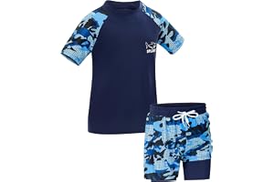 KAKU NANU 2-delad kortärmad rashguard-skjorta dubbelskiktade badshorts 104