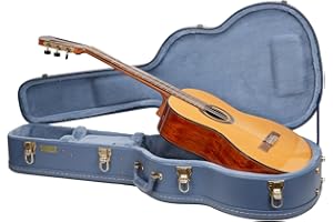 Crossrock Relief Series Classical Guitar Case for 4/4 Nylon-String | Carved Finish, Monochrome Blue Velvet Interior, Lock – Premium Wooden Hardshell - Smoke Blue (CRW630CSB)