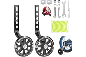 yingd Stabilisers for Childs Bike, 1 Pair Kids Bike Stabilisers, Universal Bicycle Training Wheels, Mute Flash Support Wheels, Adjustable Bike Stabilizers for Kids Bike, for 12 14 16 18 20 Inch Bikes