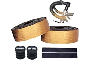 PLATTBK Bande de Guidon de Vélo,Ruban de Cintre Absorption Des Chocs Antidérapante Guidolines de Cyclisme sur Route 2 Pièces (or)