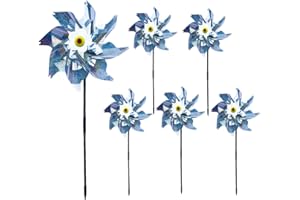 AMKWOOD 6 Stück Windräder Vogelabwehr, Vogelabwehr Reflektierende, Gartenspinner halten Vögel effektiv fern, Vogelschreck Windrad für Protect Garten,Obstgarten,Hof,Dach(Silber)