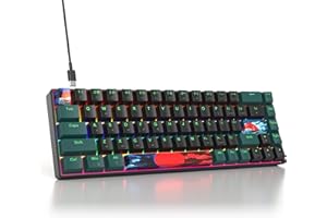 SbocKeeb Teclado 65%, Compact Mechanical Keyboard 68 Teclas,Teclado Gaming 60 Mecanico with Interruptor Rojo Lineal,QWERTY Americano para Computadoras Portátiles de Escritorio y Gamers