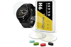 iDaPro Ochraniacz ekranu do zegarka Garmin Forerunner 955/955 Solar Smartwatch, silikonowe zatyczki przeciwpyłowe, szkło hartowane, odporne na zarysowania, bez pęcherzyków powietrza