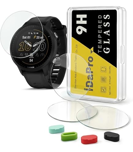 4 Protections écran Verre Trempé 9H + 4 Bouchons Silicone Pour Garmin Forerunner 745 - Anti-rayures, Anti-empreintes