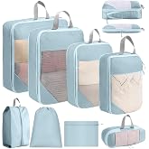 SYEXDZON Compression Travel Suitcase Bags, 8 Pieces Expandable Travel Packing Cubes for Backpack, Ultra Lightweight Travel Ba