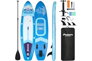 Panana Inflatable Stand Up Paddle Board 10'x30’’x6’’, Premium Surfing Board Kit for Youth & Adults, SUP with Adjustable Paddle Hand Pump Fin Leash Backpack