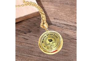 SMIZZY ; (RE)TOUCHING LIVES Smizzy Brass Compass White Star line RMS Titanic 1912 Brass Pocket Gift Working Model with Chain, 1 Pc, Golden