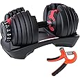 HAKENO 15 in 1 Adjustable Dumbbell 24kg with Fast Automatic Adjustable and Weight Plate for Body Workout Home Gym 53LB/24KG
