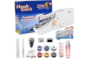 HOME-X Handheld Sewing Machine, Portable Mini Sewing Machines White, Sew Simple Hand Stitching Machines, Beginners Sewing Machine with Sewing Accessories, Suitable for DIY, Garments, Curtains, Home Travel