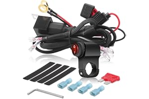 Erato Kit cablaggio luci LED per moto, 2 cavi, cablaggio in nylon, interruttore manubrio da 7/8", relè da 12V e 40A, fusibile in linea da 10A, 18 AWG per luci LED, luci ausiliarie