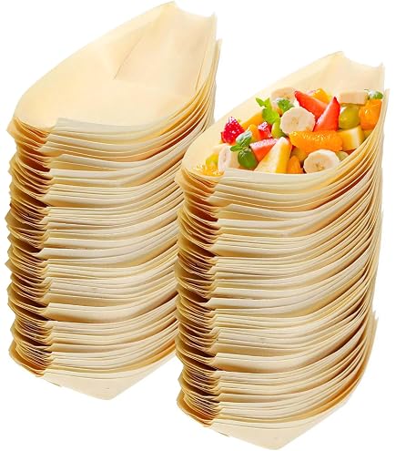 Katmerio Schiffchen - Bols à Snacks Jetables En Bois De Pin - Biodégradables Pour Fêtes & Apéros