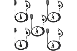 UAYESOK Lot de 5 écouteurs radio en forme de G 2 broches pour talkie-walkie Baofeng UV-5R Kenwood TK-2107 TK-3501 Midland G10 Retevis RT24 RT22 RT27 Protalk Radio bidirectionnelle avec micro PTT