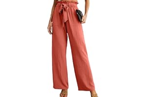 IWOLLENCE Weite Hose Damen Palazzo High Waist Hosen Elegant Wide Leg Casual Hose Damen Culotte Paperbag Hosen mit Gürtel
