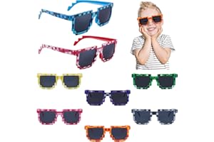 BOZILY 8Pack Pixel Sunglasses,Funny Party Pixel Glasses for Adult Kids,Pixel Miner Party Gamer Sunglasses for Birthday Party,Travel, Theme Parties,Cosplay Supplies (8 Colors)