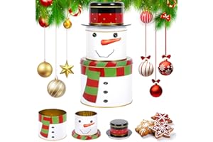 MZJAUVF Caja Galletas Navidad, 3 caja metalica navidad, 3 en 1 Cajas de Galletas Snowman de Navidads, Tarros de Galletass para Navidads, Latas de Galletass Navideña para Chocolate, Dulces