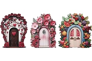CAVSPKART 3 Pcs Wooden Miniature Ornaments - Fairy Doors for Garden & Tree, Indoor/Outdoor