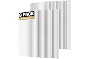TONOR Lot de 8 Grands Panneau Acoustique Mural, 120x60x0,9 cm Mousse Acoustique Décorative Autocollante Pour absorber les échos dans les Maisons, les Bureaux et les Studios D'enregistrement, Blanc