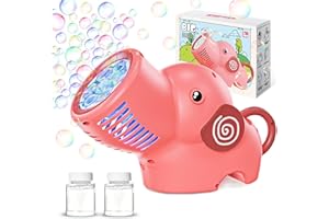 P PANACARE PANACARE Machine à Bulles Éléphant, Jouet à Bulles Enfants 5000+ Bulles/Min avec Batterie et Solution à Bulles pour Mariage/Anniversaire/Fête (Pink)