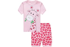 Eulla Girls' Short Unicorn Pyjamas for Children, Cotton Pyjamas, Trousers and Tops