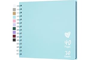 Hiwhy Fotoalbum Scrapbook 20,5x20,5 cm 20 Blätter DIY Scrapbook Hartes Kraftpapier Baby Erinnerungsbuch Familie Geburtstag Hochzeit Jahrestag Scrapbook, Blau
