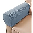 ESRISE Armrest Chair Covers, Stretch Armchair Couch Arm Rest Cover Anti-Slip Spandex Polyester Sofa Chair Arm Caps Slipcovers for Furniture Protector, Set of 2 (Light Blue)