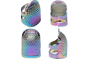GUYI GYGYL 4Pcs Metal Dazzle Color Sewing Thimble, Sewing Thimble Finger Protector, Accessories DIY Sewing Tools (2 Sizes, S/M)