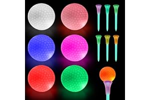 Waufoae LED-golfbollar lysande golfbollar med 7 färger, 6 stycken färgglada lätta upp golfbollar natt golfboll lyser i mörkret, lysande bollar golf för nattträning och långdistansskott i golf