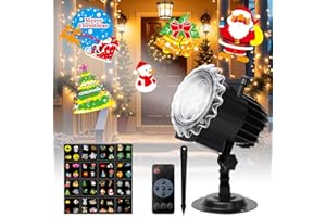 ‎IVEOPPE Projektor Weihnachten Aussen Deko Weihnachtsbeleuchtung - LED Projektionslampe mit 64 Cartoons und Fernbedienung, Schneeflocken Projektor, IP44 Wasserdicht, für Garten Party Weihnachten Halloween