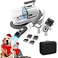 Dog Hair Vacuum & Dog Grooming Kit, Dog Vacuum Brush for Shedding Grooming, Suction 99% Pet Hair, Dog Grooming Vacuum, Dog Cat Grooming Brush with 5 Pet Grooming Tools, Pet Hair Remover (White)