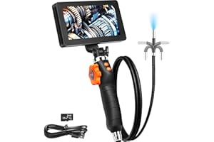 VEVOR Endoscope Articulé Bidirectionnel 180° Caméra Endoscopique Objectif 6,4 mm Écran IPS LED Zoom 8X Câble 1,5 m Carte 32 Go Étanche IP67 pour Inspection Automobile Vidange Canalisation Plomberie