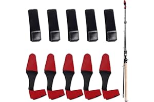 Riceel Bandas para caña de pescar, 5 pares de correas para cañas de pescar, soporte de , accesorios de pesca, calcetines de caña de pescar de alta elasticidad, protección elástica para cañas de pescar