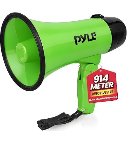 Mégaphone Schramm Sans Fil – 22,5 X 14 Cm, Avec 4 Piles R14, Fonctions Play/sonnerie, Dragonne – Pour Animations, Sport, Manifestations