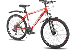 HILAND 26/27.5 Inch Wheels Mountain Bike with 24 Speeds Disc Brake,17 Inch Aluminum Frame Mountain Bike for Mens, Black, Red,Blue, Grey