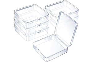 JETEC 6 Mini Contenitori in Plastica Trasparente Scatola per Conservare Piccoli Oggetti Scatoline per Perline Gioielli Biglietti da Visita Pezzi di Gioco Artigianato (9,4 x 9,4 x 3 cm)