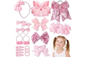UMILKI 24 Pcs Mädchen Haarschmuck Set, Rosa Schleife Baby Haargummis Haarspangen Stirnband, Kinder Set für Baby Mädchen Teens Kleinkinder