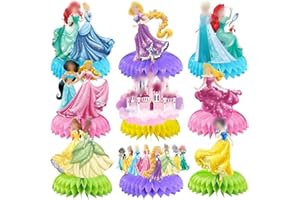 Siphus 9 Stück Tischdekoration Geburtstag, Honeycomb Dekorationen Mädchen, Kindergeburtstage Party-Tischaufsätze, Bienenwabe Mittelstücke für Prinzesschen Thema Geburtstagsparty Kinder
