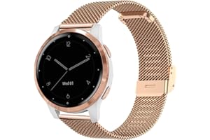 YOOSIDE Bransoletka do zegarka Garmin Venu 3S / Vivoactive 4S / Vivomove 3S / Venu 2S, stal nierdzewna, oczko metalowe, 18 mm, zapasowy pasek do Forerunner 255S / 265S